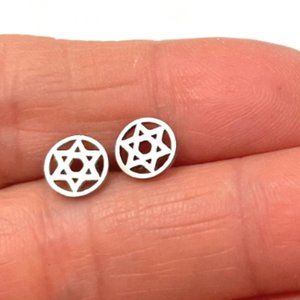 Silver  Stainless steel minimalist Star of David   post stud Earrings /PM1